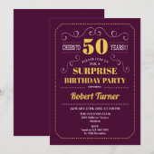 Verrassing 50ste verjaardag - Bourgogne Goud Kaart (Voorkant / Achterkant)