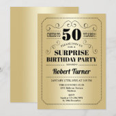Verrassing 50ste verjaardag - Goud Zwart Kaart (Voorkant / Achterkant)