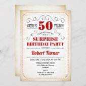 Verrassing 50ste verjaardag - Rood Wit Zwart Kaart (Voorkant / Achterkant)