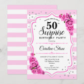 Verrassing 50ste verjaardag - Roze Wit Kaart (Voorkant / Achterkant)