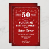 Verrassing 50ste verjaardag uitnodiging - Rood Wit (Voorkant / Achterkant)