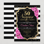 Verrassing 50ste verjaardag uitnodiging Zwart Wit  (Voorkant / Achterkant)