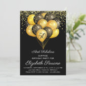 Verrassing 50ste verjaardag zwart en goud kaart (Staand voorkant)