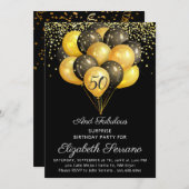 Verrassing 50ste verjaardag zwart en goud kaart (Voorkant / Achterkant)