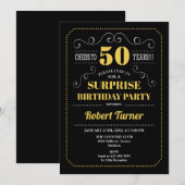 Verrassing 50ste verjaardag - Zwart Goud Kaart (Voorkant / Achterkant)