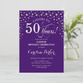 Verrassing 50ste Verjaardagsfeest - Paarse Zilver Kaart (Staand voorkant)