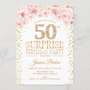 Verrassing 50ste Verjaardagsfeest - Wit Goud Roze Kaart