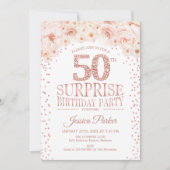 Verrassing 50ste Verjaardagsfeest - Wit Rose Gold Kaart (Voorkant)
