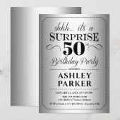 Verrassing 50ste Verjaardagsfeest - Zilver Kaart (Voorkant / Achterkant)