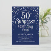 Verrassing 50ste Verjaardagsfeest - Zilver & Marin Kaart (Staand voorkant)