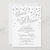 Verrassing 50ste Verjaardagsfeest - Zilver Wit Kaart (Voorkant)
