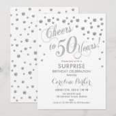 Verrassing 50ste Verjaardagsfeest - Zilver Wit Kaart (Voorkant / Achterkant)