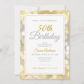 Verrassing 50ste verjaardagsfeestje | Gold Bokeh Kaart (Voorkant)