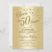 Verrassing 50ste verjaardagsfeestje - Goud Kaart (Voorkant)