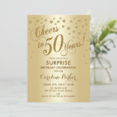 Verrassing 50ste verjaardagsfeestje - Goud Kaart (Staand voorkant)