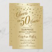Verrassing 50ste verjaardagsfeestje - Goud Kaart (Voorkant / Achterkant)