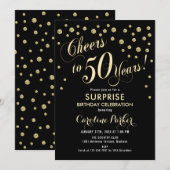 Verrassing 50ste verjaardagsfeestje - Goud Zwart Kaart (Voorkant / Achterkant)