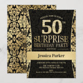 Verrassing 50ste verjaardagsfeestje - Goud Zwart Kaart (Voorkant / Achterkant)
