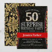 Verrassing 50ste verjaardagsfeestje - Goud Zwart R Kaart (Voorkant / Achterkant)