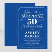 Verrassing 50ste verjaardagsfeestje - Navy White Kaart (Voorkant / Achterkant)