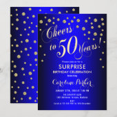 Verrassing 50ste verjaardagsfeestje - Royal Blue G Kaart (Voorkant / Achterkant)
