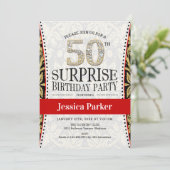 Verrassing 50ste verjaardagsfeestje - wit goud roo kaart (Staand voorkant)