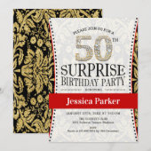 Verrassing 50ste verjaardagsfeestje - wit goud roo kaart (Voorkant / Achterkant)