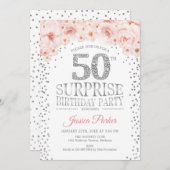 Verrassing 50ste verjaardagsfeestje - wit zilver r kaart (Voorkant / Achterkant)