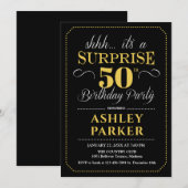 Verrassing 50ste verjaardagsfeestje - Zwart Goud Kaart (Voorkant / Achterkant)