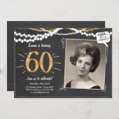 Verrassing 60 Sixty Gold glitter Verjaardag Uitnod Kaart (Voorkant / Achterkant)