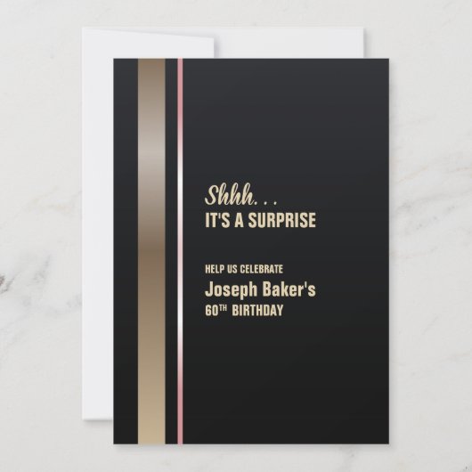 Verrassing 60e Gouden Type Verjaardagsfeestje Kaart (Achterkant)