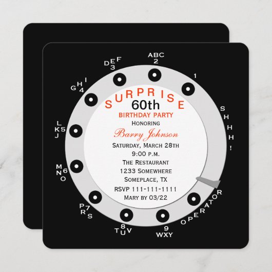 Verrassing 60e Verjaardag Feest Uitnodiging Rotary (Voorkant / Achterkant)