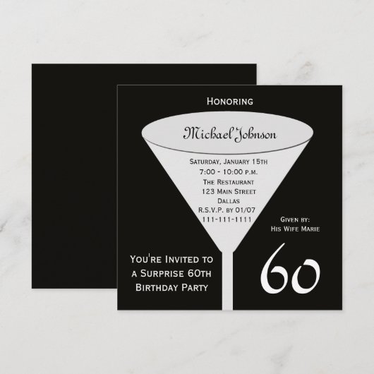 Verrassing 60e Verjaardag Feestuitnodiging Kaart (Voorkant / Achterkant)