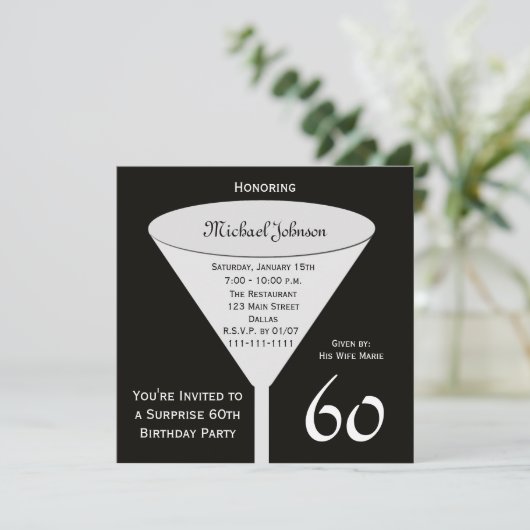 Verrassing 60e Verjaardag Feestuitnodiging Kaart (Staand voorkant)