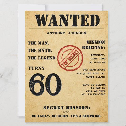 Verrassing 60e verjaardag Gezocht Poster Kaart (Voorkant)