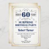 Verrassing 60e verjaardag - Navy Blue Wit Zwart Kaart (Voorkant / Achterkant)