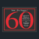 Verrassing 60e verjaardag rood en zwart schoolbord kaart<br><div class="desc">Verrassing 60e verjaardag uitnodiging. Rood en zwart verjaardagsfeestje uitnodigen met krijtbordachtergrond. Verrassingsverjaardag. Verjaardag voor volwassenen. Mannen of Vrouwen Bday Bash Party. Voor verdere aanpassing klikt u op de knop "Aanpassen" en gebruikt u onze ontwerptool om deze sjabloon te wijzigen.</div>
