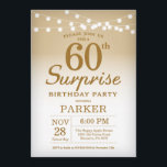 Verrassing 60e verjaardag uitnodiging goud<br><div class="desc">Verrassing 60e verjaardag uitnodiging met gouden string lichten. Gouden verjaardag. Verjaardag voor volwassenen. Mannen of vrouwen Bday Uitnodigen. 13e 15e 16e 18e 20e 21e 30e 40e 50e 60e 70e 80e 90e 100e, elke leeftijd. Voor verdere aanpassing klikt u op de knop "Aanpassen" en gebruikt u onze ontwerptool om deze sjabloon...</div>