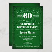 Verrassing 60e verjaardag uitnodiging - Groen Wit (Voorkant / Achterkant)