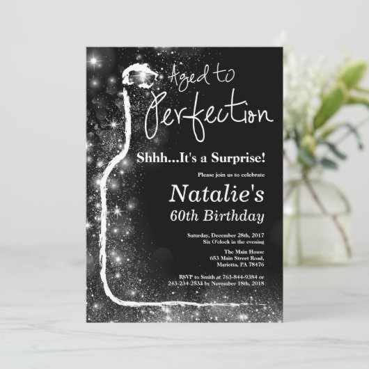 Verrassing 60e verjaardag wijn gerijpt tot in de p kaart (Staand voorkant)