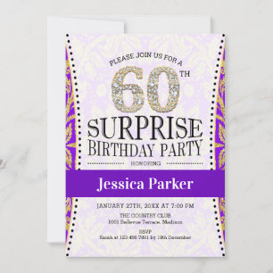 Verrassing 60e Verjaardag - Wit Goud Paarse Kaart