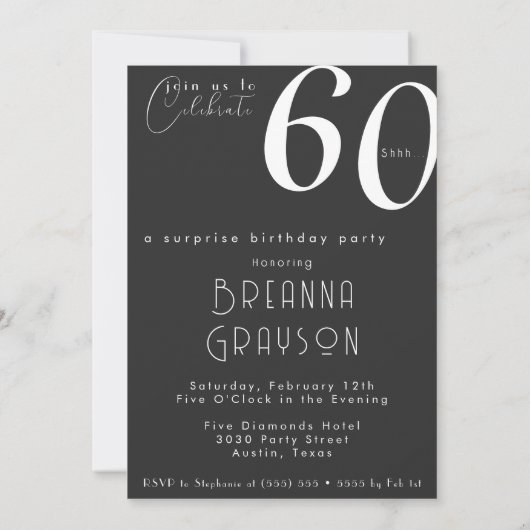 Verrassing 60e verjaardag Zestig en Fabulous Pin U Kaart (Achterkant)