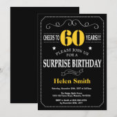 Verrassing 60e verjaardag zwart en geel schoolbord kaart (Voorkant / Achterkant)