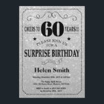 Verrassing 60e verjaardag zwart en zilver glitter kaart<br><div class="desc">Verrassing 60e verjaardag uitnodiging zwart en zilver glitter typografie. Zwart en zilver Glitter achtergrond. Verjaardag voor volwassenen. Verjaardag van Mannen of vrouwen. Kinder jongen of meisje dame tiener Bday Nodig uit. 13e 15e 16e 18e 20e 21e 30e 40e 50e 60e 70e 80e 90e 100e. Elke leeftijd. Voor verdere aanpassing klikt...</div>
