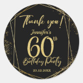 Verrassing 60e Verjaardagsfeestje Zwart & Goud Gli Ronde Sticker (Voorkant)