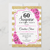 Verrassing 60ste verjaardag - Goud Wit Roze Kaart (Voorkant)