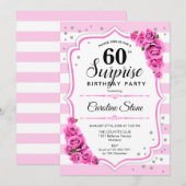 Verrassing 60ste verjaardag - Roze Wit Kaart (Voorkant / Achterkant)