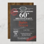 Verrassing 60ste verjaardag uitnodiging voor manne (Voorkant / Achterkant)