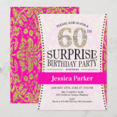 Verrassing 60ste verjaardag - Wit Goud Roze Kaart (Voorkant / Achterkant)