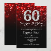 Verrassing 60ste verjaardag - Zwart Rood Zilver Kaart (Voorkant / Achterkant)
